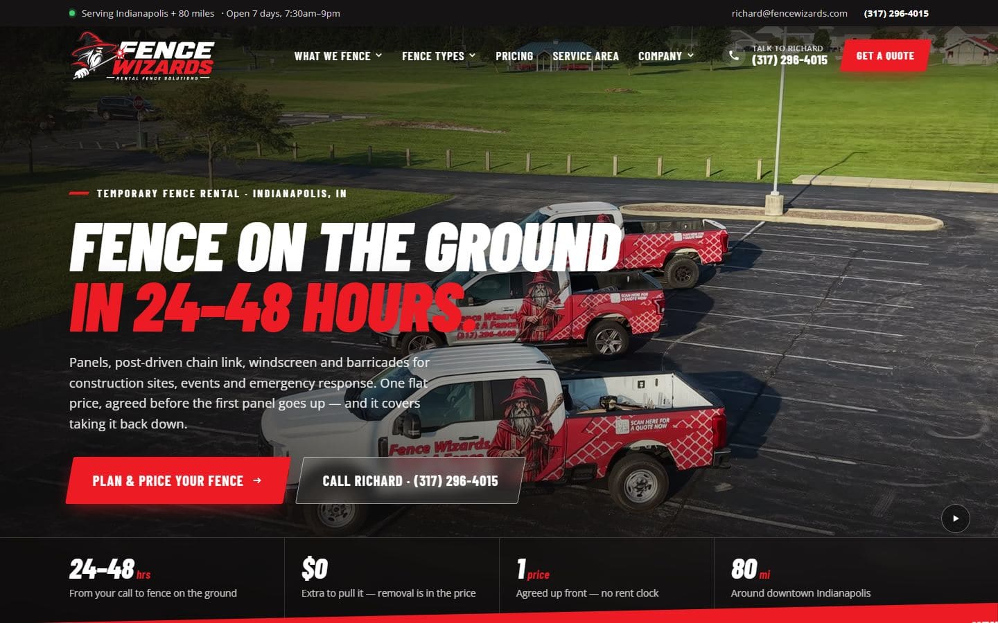 The Fence Wizards website on a computer and a phone